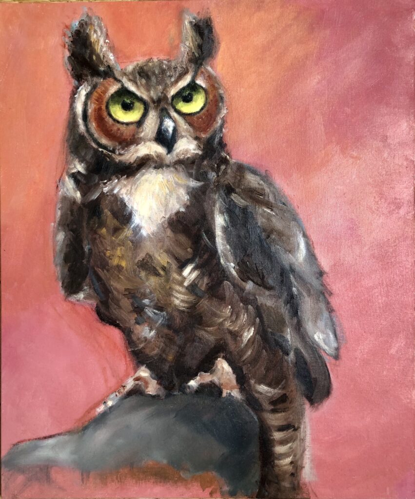 OWL I - oil on cardboard - 50 x 60 cm